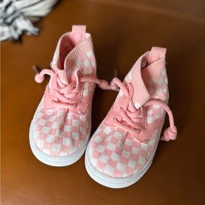 Kids Pink Checkered High-Top Sneakers
